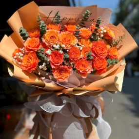 Bó Hoa Hồng Cam Xoắn 20 Bông