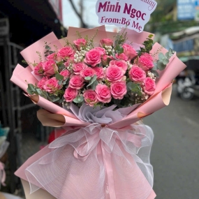 Bó 30 Bông Hồng Sen Đỏ